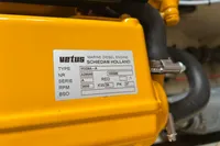 Yellow Vetus marine diesel engine label, Schiedam Holland, 3600 RPM, 20 kW, 27 PK.