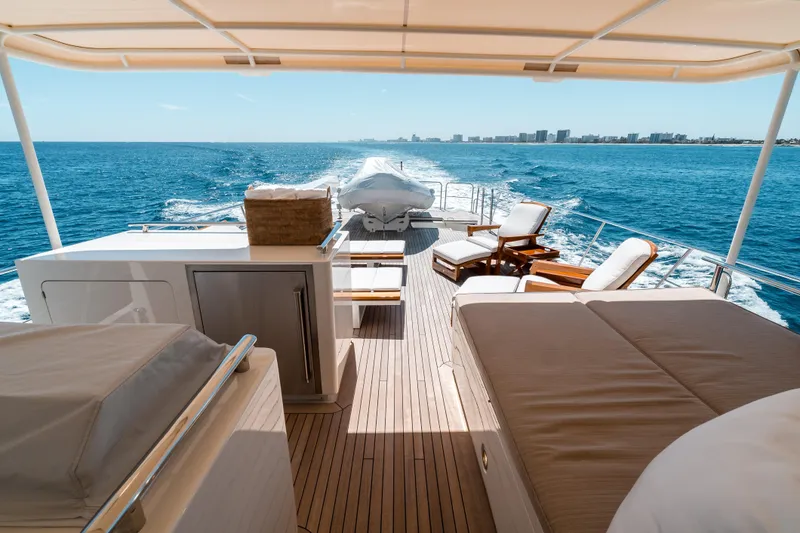 Rat Pack Yacht Photos Pics Luxurious 2011 Marlow Explorer yacht deck with ocean view and comfortable seating.