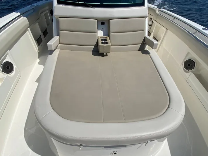  Yacht Photos Pics Boston Whaler 380 Outrage 2020 model, spacious bow seating with cup holders.