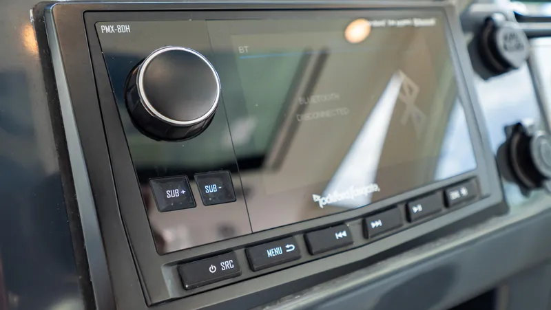  Yacht Photos Pics Close-up of 2021 Formula 430 Super Sport Crossover's Rockford Fosgate audio system.