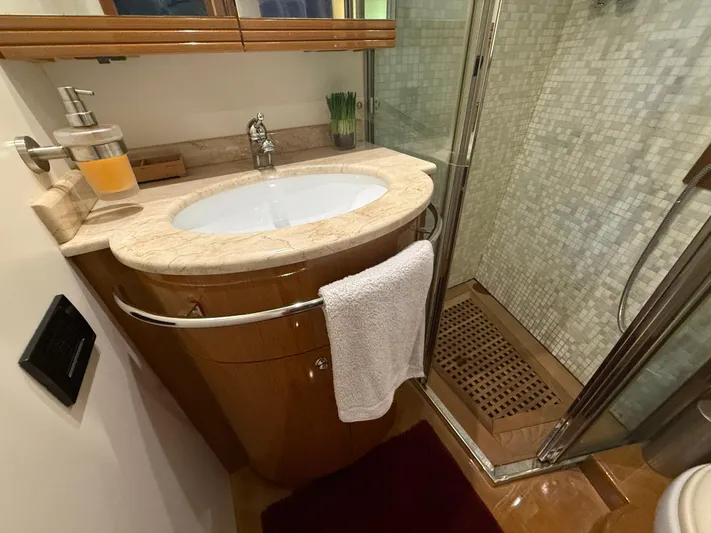  Yacht Photos Pics Luxurious bathroom in 2011 Apreamare 65 MAESTRO yacht with elegant sink and shower.