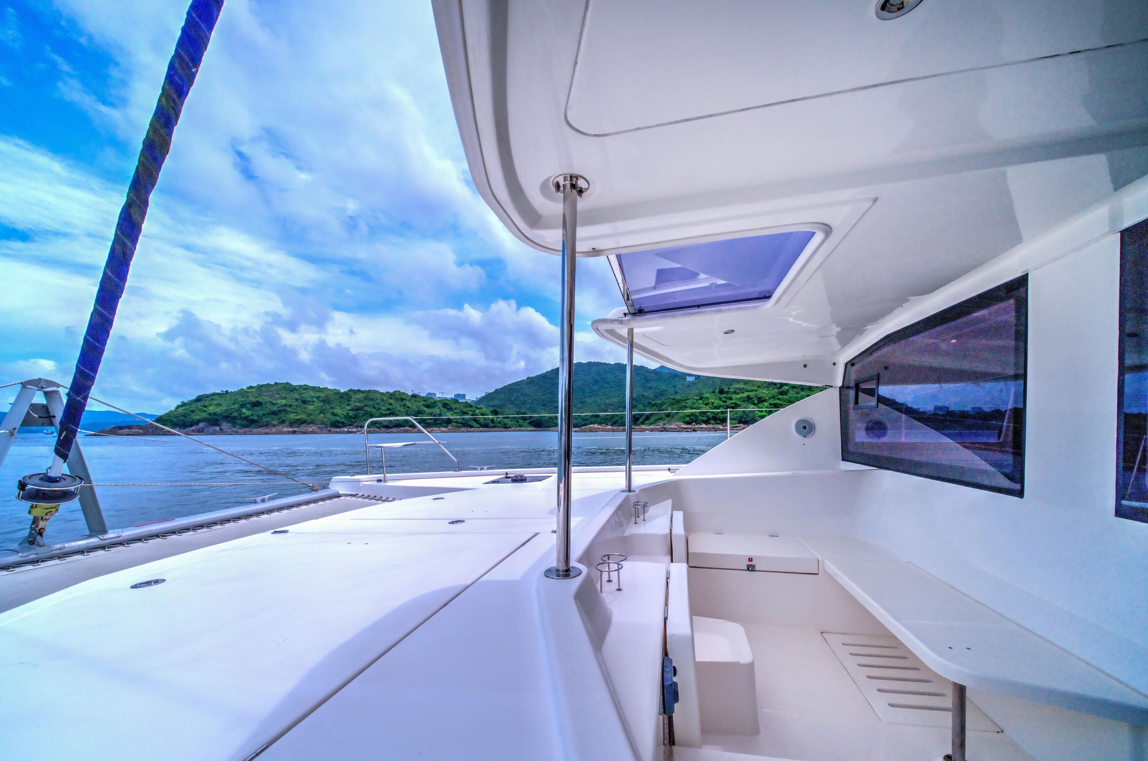 Leopard 48 yacht deck with scenic ocean view, 2015 model.