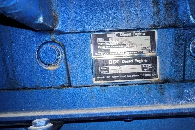  Yacht Photos Pics 1994 Bertram 60 Convertible engine, DDC diesel, model R162ZMB1, 1800 bhp, 2300 rpm.