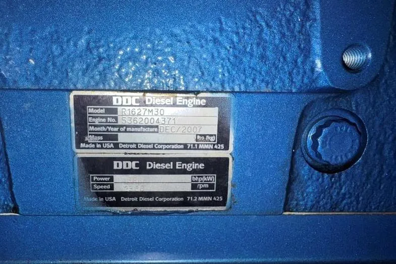  Yacht Photos Pics Diesel engine label on a 1994 Bertram 60 Convertible, manufactured December 2007.