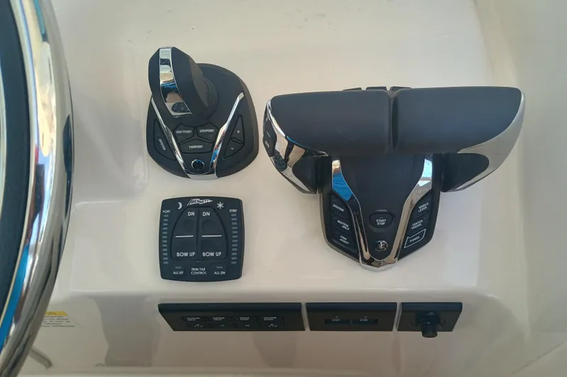 307-310 Yacht Photos Pics Control panel of 2025 Grady-White Freedom 307 boat with advanced navigation features.