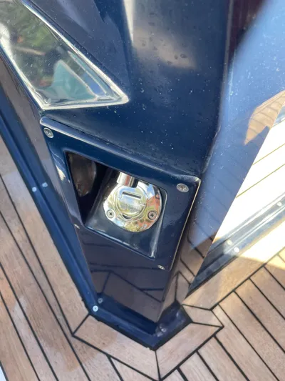  Yacht Photos Pics RIB 30 boat fuel cap on wooden deck, 2022 model.