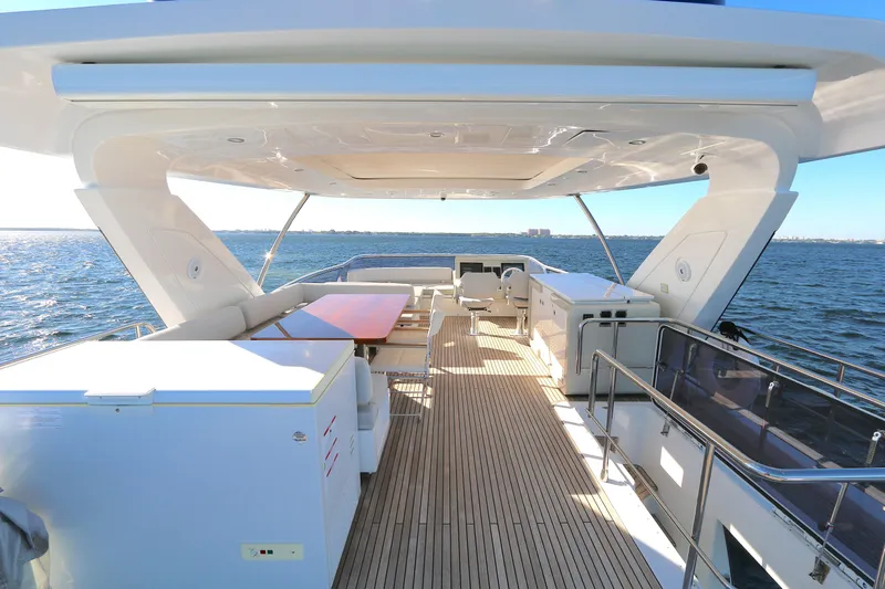 This Is It Yacht Photos Pics Luxurious 2019 Azimut 72 Flybridge yacht with spacious deck and ocean view.