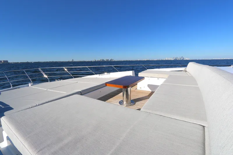 This Is It Yacht Photos Pics 2019 Azimut 72 Flybridge yacht with spacious sun deck and ocean view.
