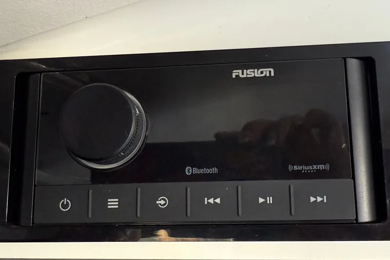 Thalassa Yacht Photos Pics Fusion audio system with Bluetooth and SiriusXM, installed on a 2005 Fountaine Pajot Bahia 46.