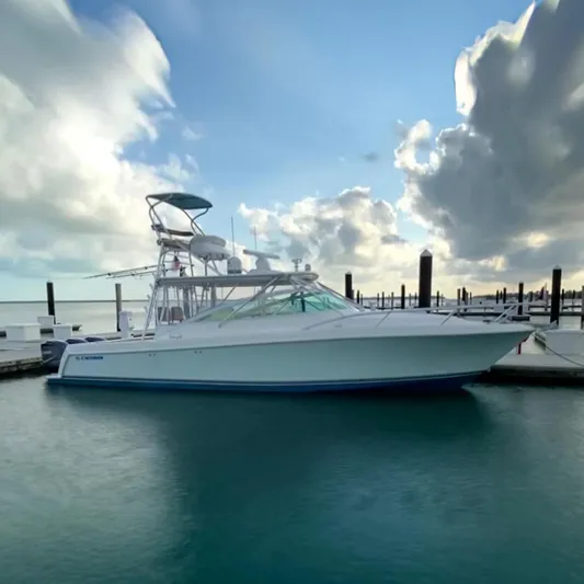 Maripal Yacht Photos Pics 2008 Contender 38 Express boat docked in a marina.