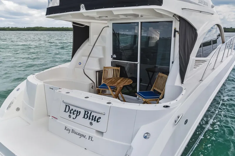 Deep Blue Yacht Photos Pics 2008 Sea Ray 36 Sedan Bridge yacht, "Deep Blue," docked in Key Biscayne, FL.