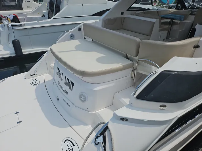  Yacht Photos Pics 2011 Regal 42 Sport Coupe yacht with spacious seating at the dock.