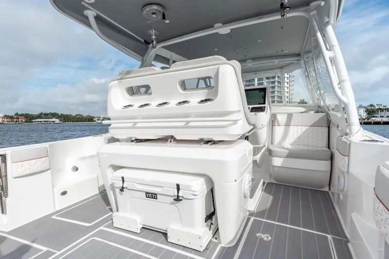 Patti Anne Yacht Photos Pics Intrepid 409 Valor Patti Anne - Yeti Cooler Under Helm Seat