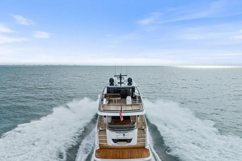 Amarula Sun Yacht Photos Pics Luxury Princess X80 yacht cruising on open sea, 2024 model.