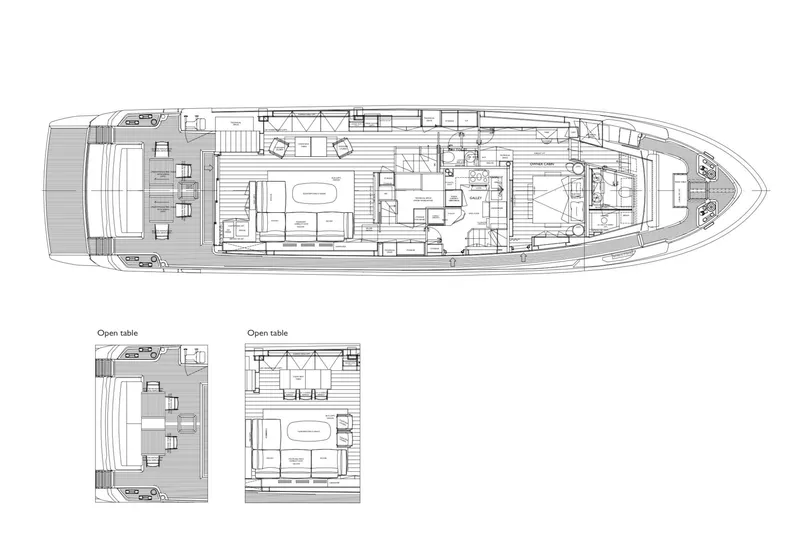  Yacht Photos Pics Floor plan of 2025 Sanlorenzo SL90A yacht, showcasing detailed interior layout.