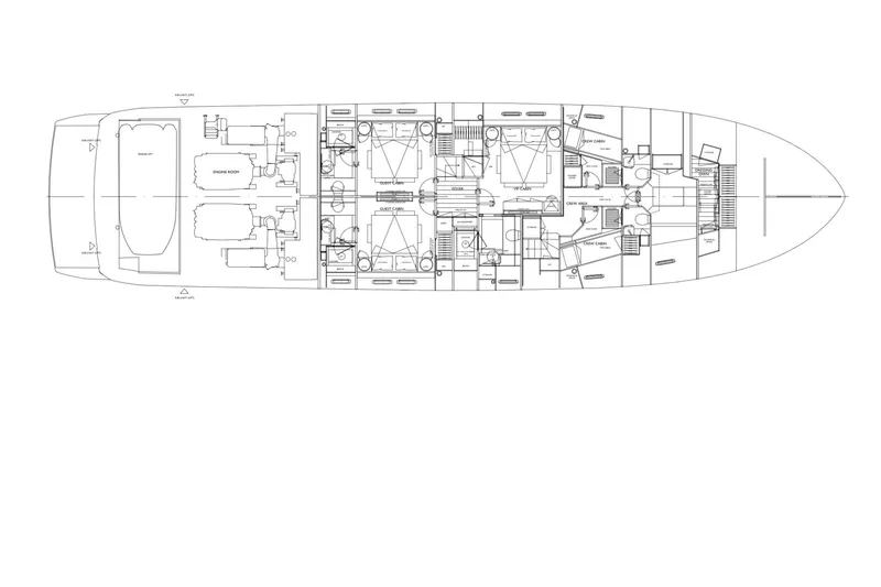  Yacht Photos Pics Floor plan of 2025 Sanlorenzo SL90A luxury yacht, showcasing detailed interior layout.