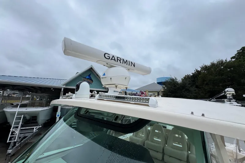  Yacht Photos Pics 2024 Grady-White Canyon 386 boat with Garmin radar system on top.