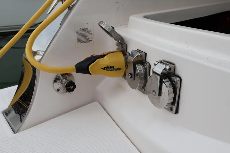  Yacht Photos Pics 2022 Regal 36 XO boat with EEL shore power connection.