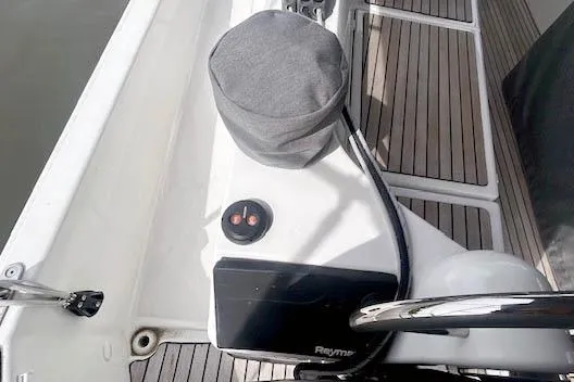 Dream Weaver Yacht Photos Pics Cockpit area of 2022 Jeanneau Sun Odyssey 410 sailboat with teak decking.