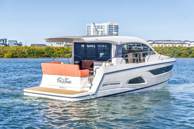  Yacht Photos Pics 2020 Sealine C390 yacht cruising on water near Tampa, Florida.