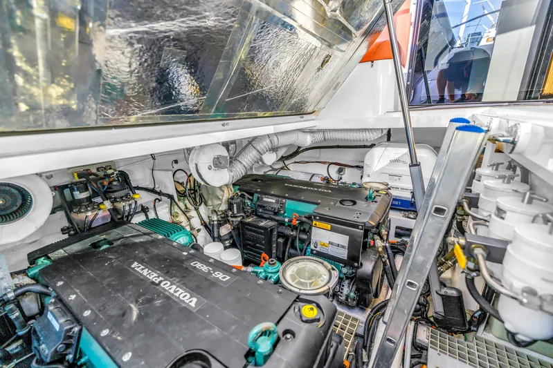  Yacht Photos Pics Engine room of 2020 Sealine C390 yacht featuring Volvo Penta engines and mechanical components.