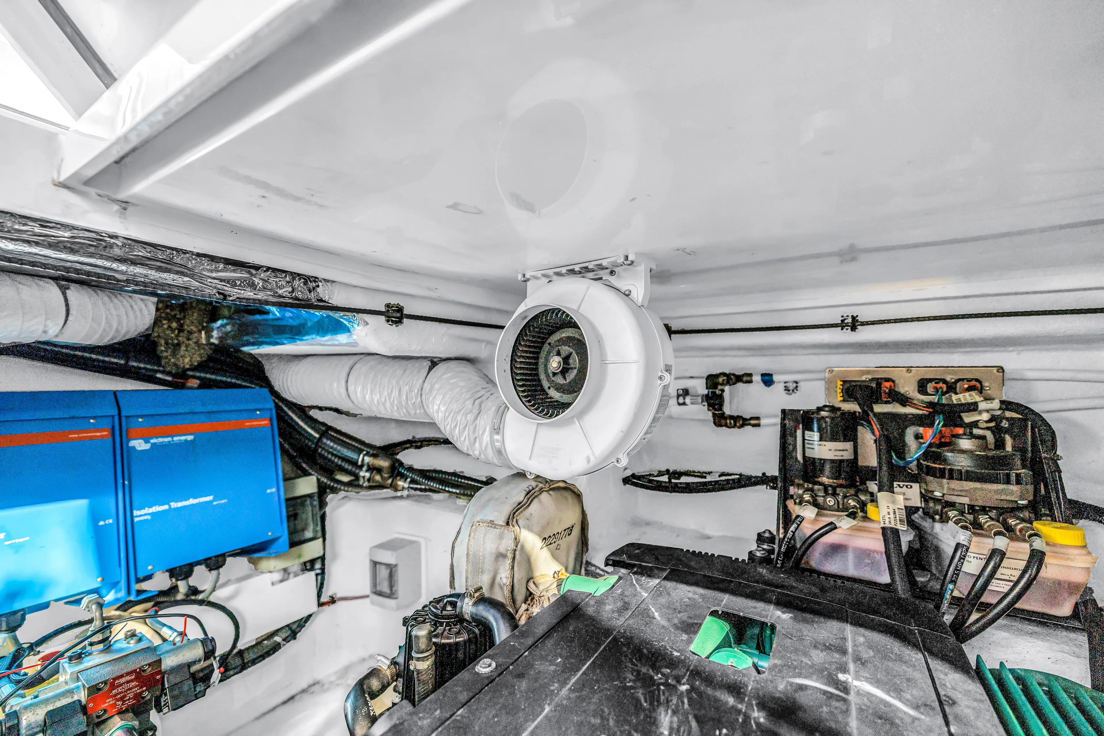  Yacht Photos Pics Engine room of 2020 Sealine C390 yacht with ventilation and electrical systems.