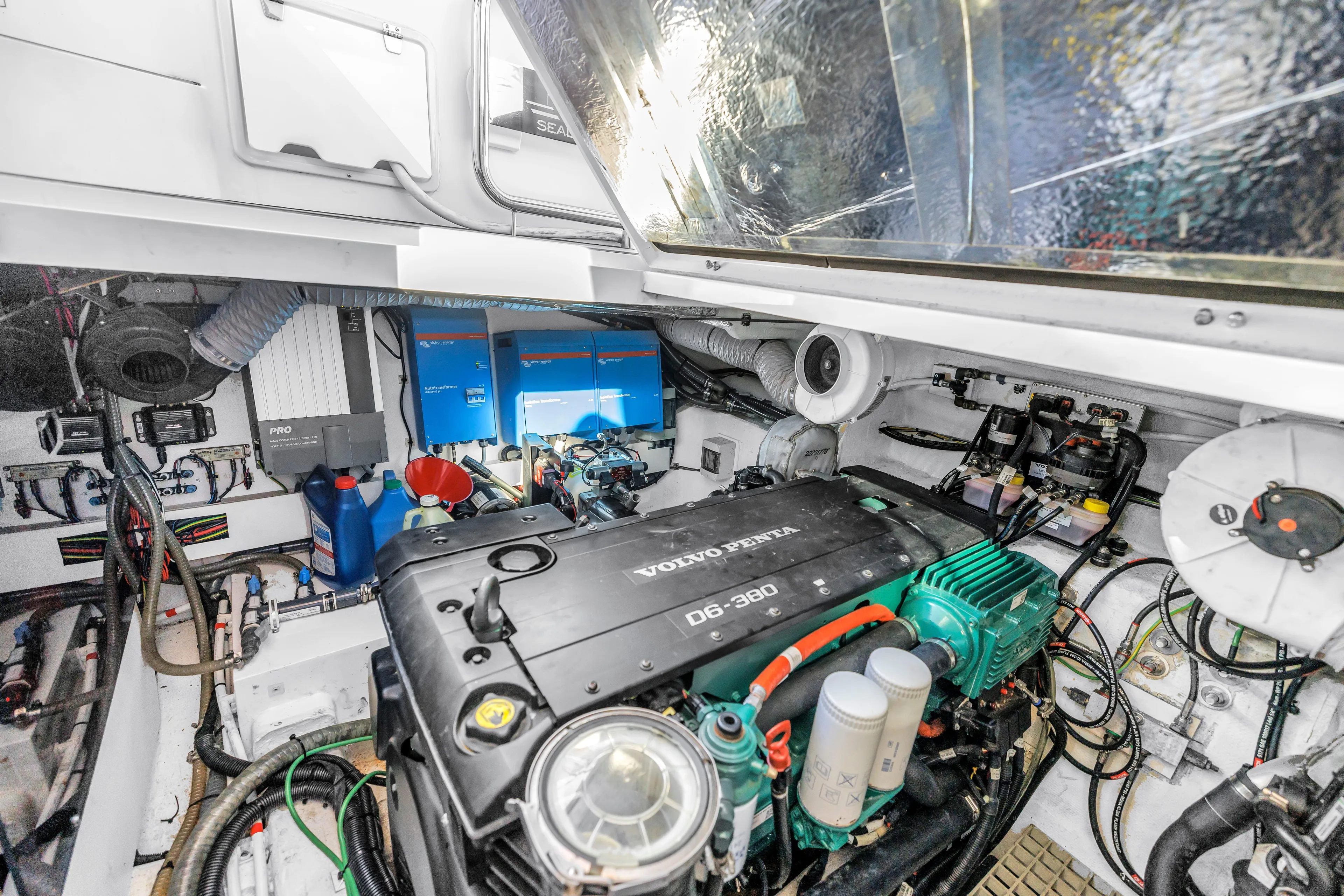  Yacht Photos Pics Engine room of 2020 Sealine C390 yacht with Volvo Penta D6-380 engine.