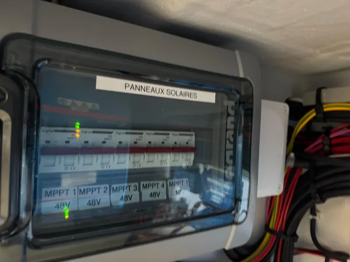Encantado Yacht Photos Pics Electrical panel for solar panels, NEEL 47, 2023 model, with MPPT controllers.