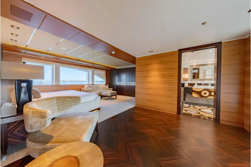 Superyacht W Yacht Photos Pics Luxurious interior of 2013 Feadship motor yacht with elegant wood finishes and modern furnishings.