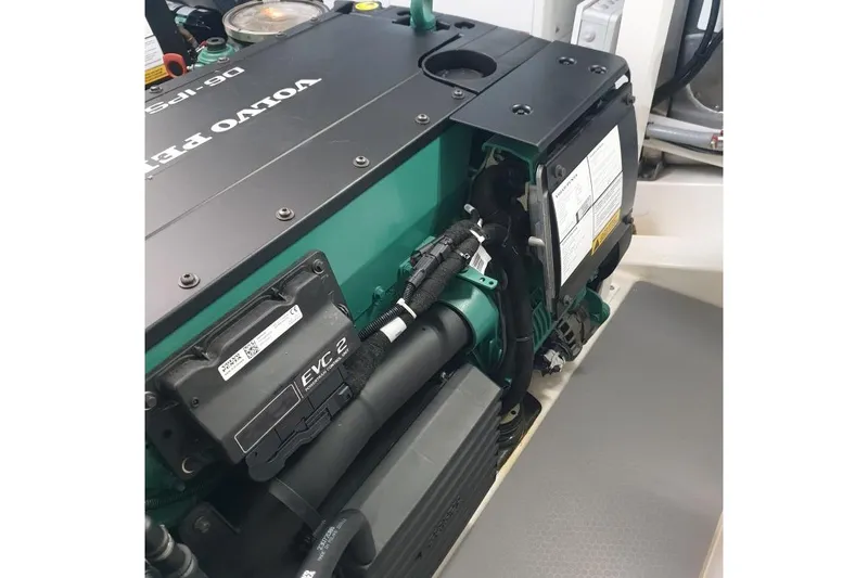 Amarsi Yacht Photos Pics Engine compartment of 2023 Prestige 520 yacht with Volvo Penta engine.