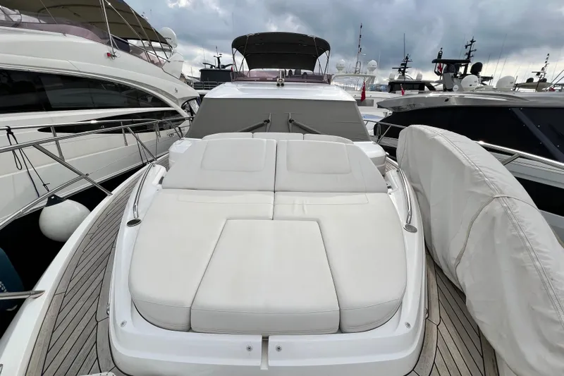  Yacht Photos Pics 2021 Princess F55 yacht with spacious deck and luxurious seating.