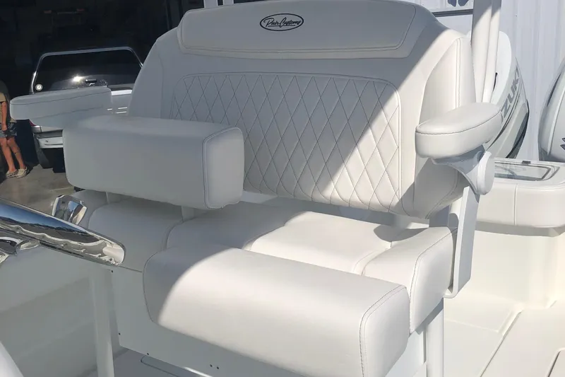  Yacht Photos Pics Luxurious white seating on 2026 Pair Customs 24 Center Console DV boat.