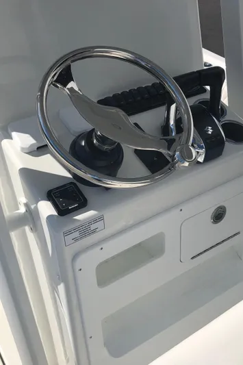  Yacht Photos Pics 2026 Pair Customs 24 Center Console DV steering wheel and controls.