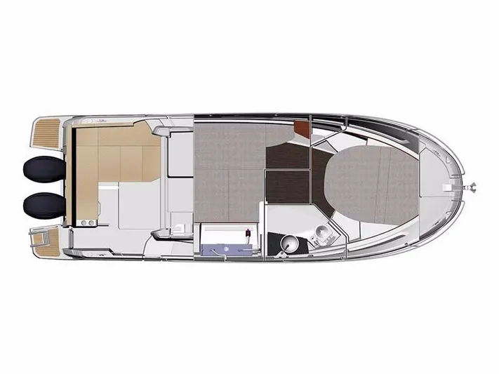 Pearl Yacht Photos Pics Top view of 2024 Jeanneau NC 895 boat layout with twin engines.