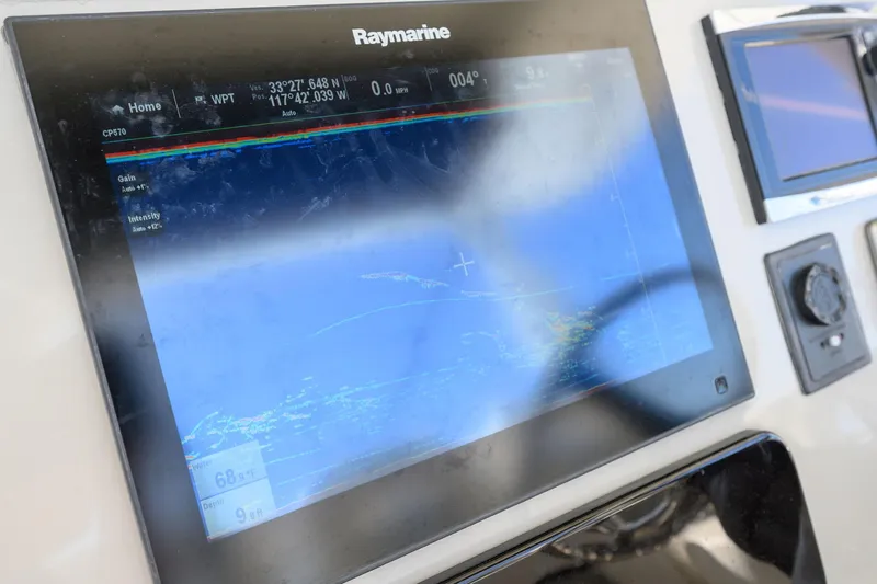Nothing But Net Yacht Photos Pics Raymarine navigation system on 2016 Boston Whaler 350 Outrage.