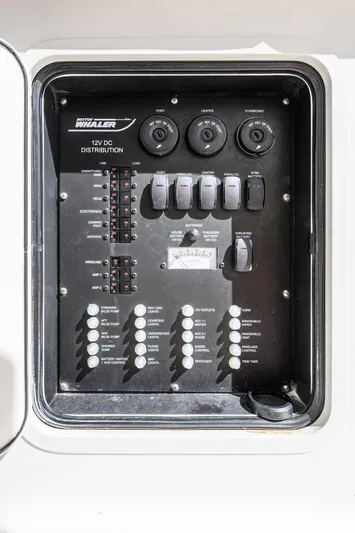 Nothing But Net Yacht Photos Pics 2016 Boston Whaler 350 Outrage electrical panel.