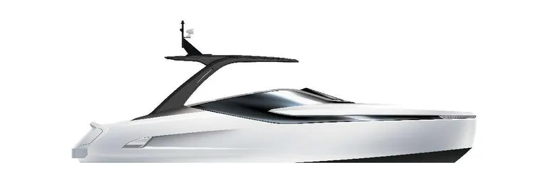  Yacht Photos Pics 2024 Fairline F//Line 33 luxury yacht, sleek design, side profile view.