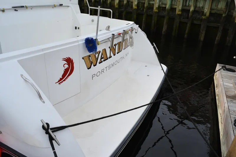 Wandra Yacht Photos Pics Novatec Islander 60 yacht docked, rear view, Portsmouth, NH, 2008 model.
