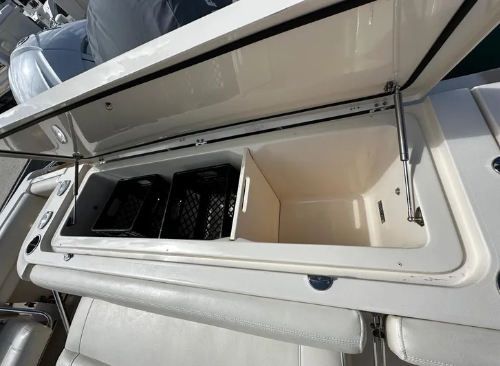  Yacht Photos Pics Open storage compartment on 2021 Grady-White Express 370 boat.