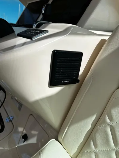  Yacht Photos Pics 2021 Grady-White Express 370 interior with Garmin speaker detail.