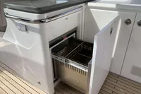 Open drawer refrigerator on 2016 Princess V58 Open yacht deck.