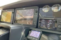 Control panel of a 2016 Princess V58 Open yacht with navigation displays.