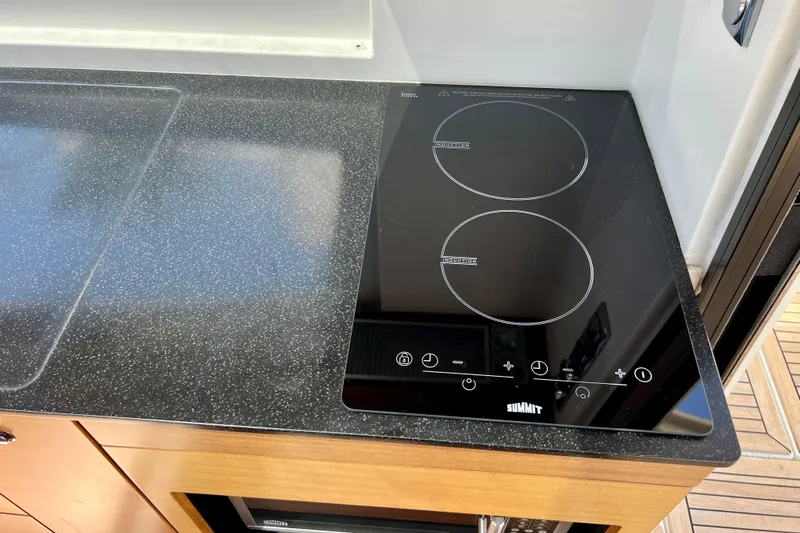 Kala Yacht Photos Pics Modern induction cooktop in 2018 Nimbus 365 Coupe kitchen.