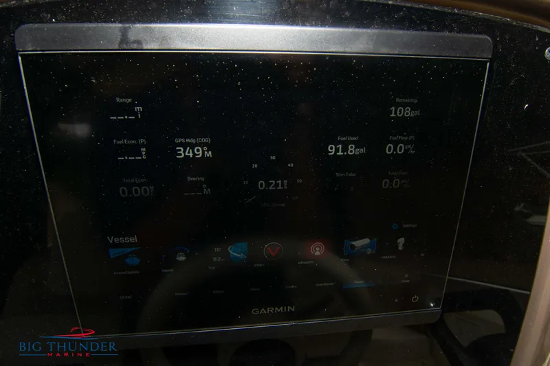  Yacht Photos Pics Dashboard display of 2024 Invictus TT280S boat showing navigation and fuel data.