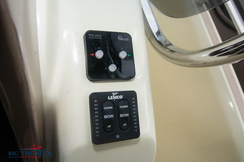  Yacht Photos Pics Control panel of 2024 Invictus TT280S boat with Lenco and Quick systems.