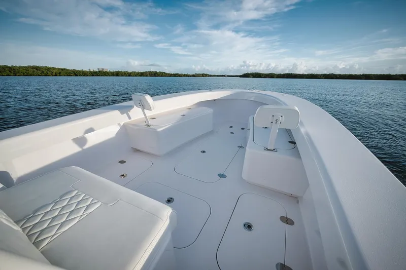 New Build Yacht Photos Pics 2024 Birdsall 30 boat with spacious deck on calm water.