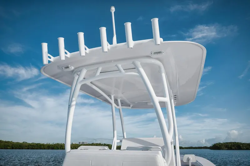 New Build Yacht Photos Pics 2024 Birdsall 30 boat with T-top on a sunny day.