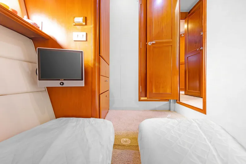  Yacht Photos Pics Interior of 2007 Silverton 45 Convertible with wooden furnishings.