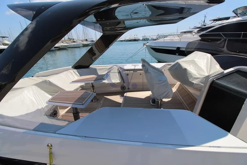 S Yacht Photos Pics 2024 Frauscher 1414 Demon Air luxury yacht interior with sleek design and modern amenities.