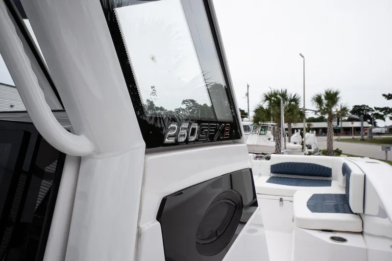  Yacht Photos Pics 2025 Twin Vee 260 GFX2 CC boat with sleek design and comfortable seating.